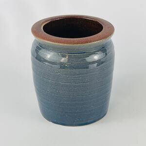 Clay Pottery Blue Butter Crock, Tender Heart Treasures